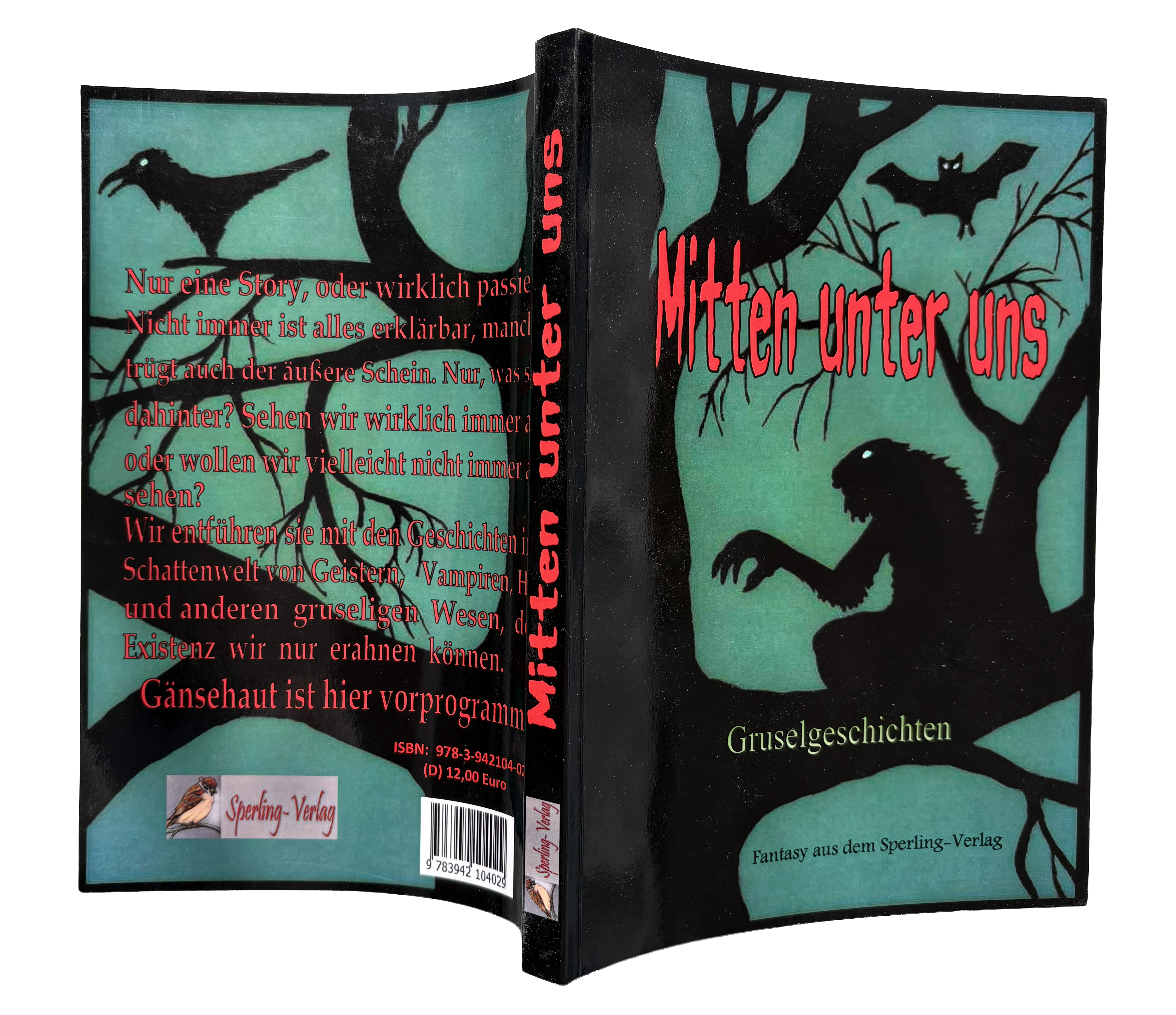 Buchcover Mitten unter uns, Gruselgeschichten-Anthologie des Sperling-Verlags